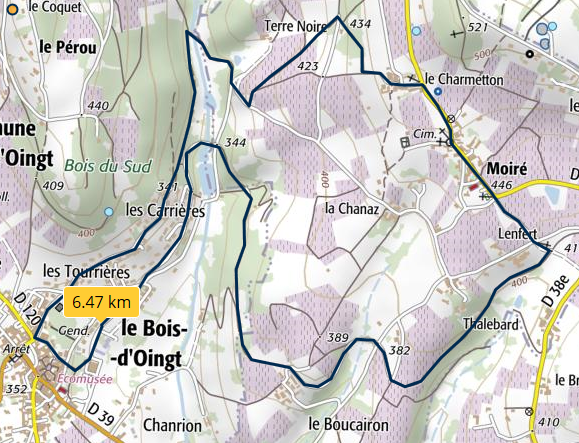 Circuit bois d oingt moire 6 5km 250m